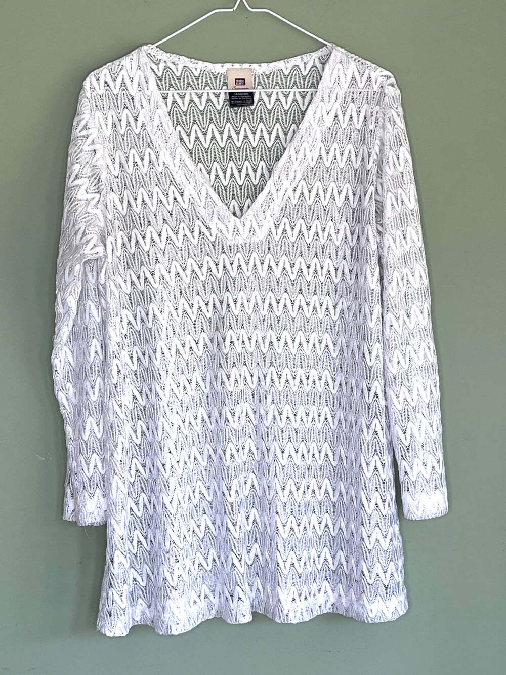 Faded Glory Open Knit Pointelle Tunic Beach Cover size 1X 16W Coastal Layering